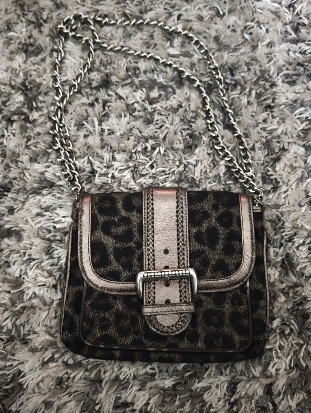 Rare Brighton Leopard Crossbody Bag Bronze LeatherY2K Shoulder Purse